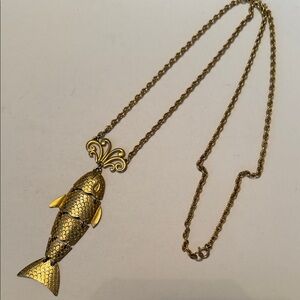 Gold Fish Pendant Necklace - Vintage-Style Fish Charm
